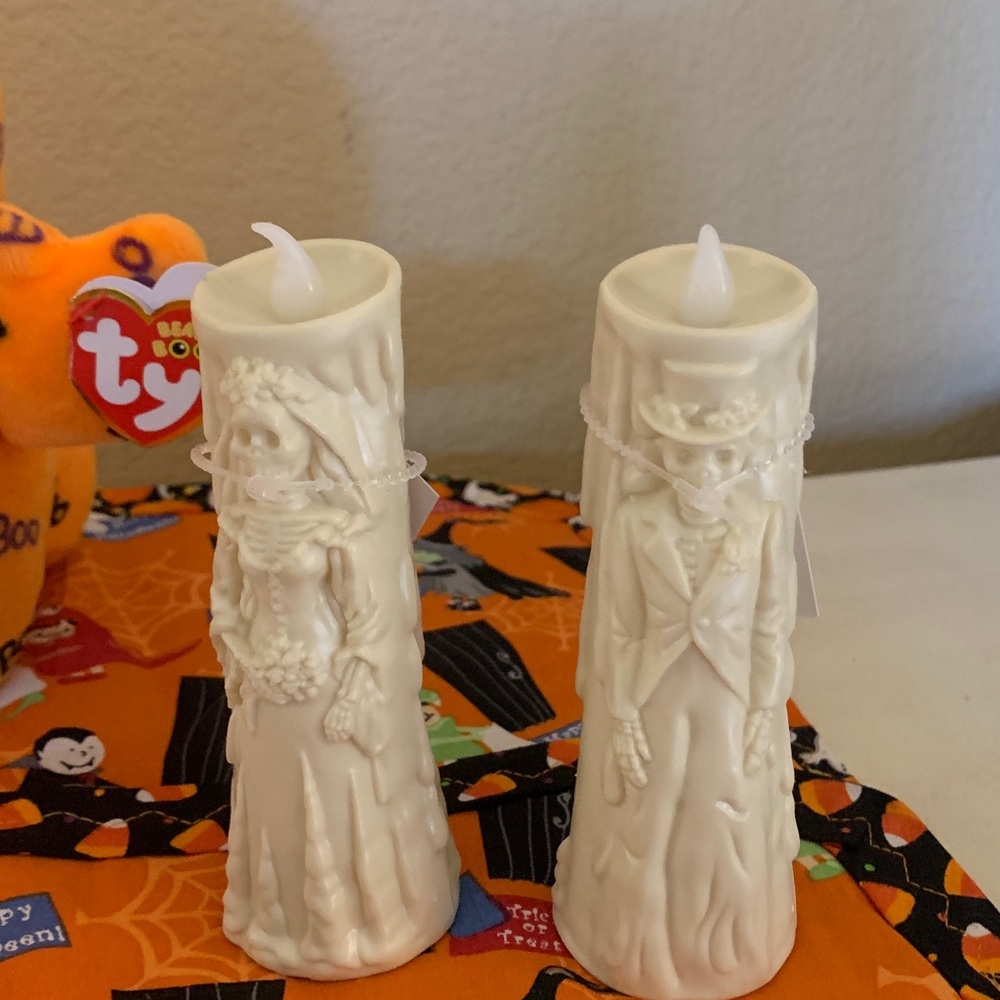 6 pc Ty Orange Boo Plush Halloween Kitchen table placemat ghost candles mitt lot - Picture 9 of 16